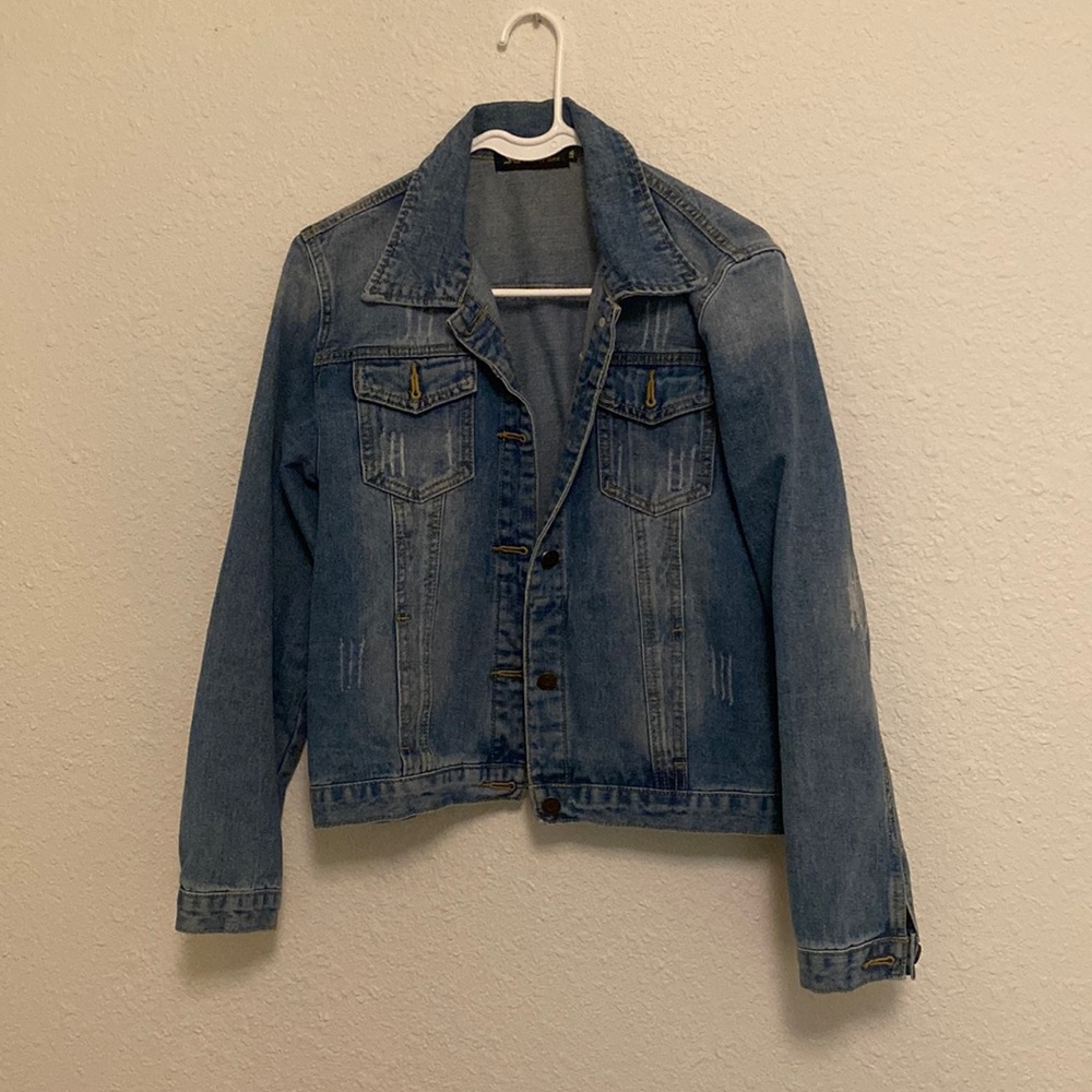Lightly Distressed Denim Jean Jacket